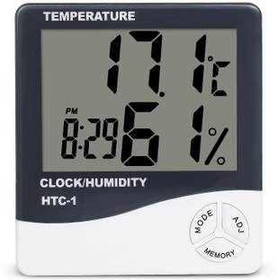 Nika HTC-1 Hygrometer Electronic Thermo Hygro with Touch Screen & Backlight Humidity Meter Tester + Temperature Meter + Alarm Clock + Time Temperature Humidity Time Alarm Clock Pinless Digital Moisture Measurer