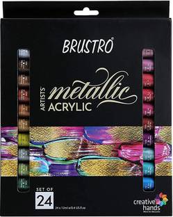 BRuSTRO Artists' Metallic Acrylic Set of 24x12ml
