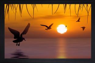 Sunrise Large Synthetic Framed UV Digital Reprint 14 inch x 20 inch Painting Paper Print