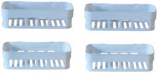 Cpixen Bathroom Rack Soap Holder Storage Box Shower Rack Shelf, Bathroom Racks and Shelves, Bathroom Stands and Racks (Bathroom Shelve - 4Pcs Combo) Plastic Wall Shelf