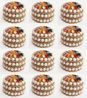 Shakuntla Handicraft Kumkum/Sindur Box for Women (Gold, Xs, 2.5 X 4.5X 4.5 cm) - Pack of 12 Vanitry Box, Multi-purpose Vanity Box