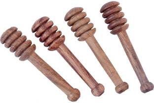 Kesha Spree Long Handcrafted Wooden Honey Dipper Stick Wooden Table Spoon Set