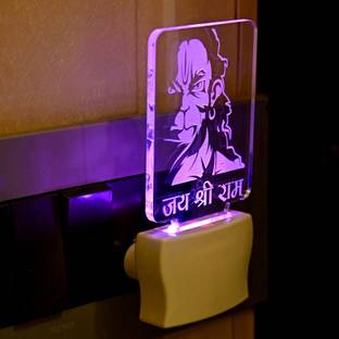 1एसटी टाइम Acrylic 3D Illusion Trendy Jai Shri Ram LED Night Lamp नाइट लैम्प