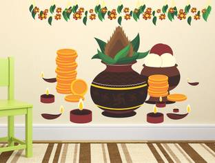 LANSTICK 83.82 cm HAPPY PONGAL FULL SET STICKER Self Adhesive Sticker