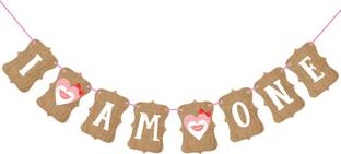 PartyDecoration First Birthday Party Banner ( I am One ) Pink , Party Decoration Set of one Banner