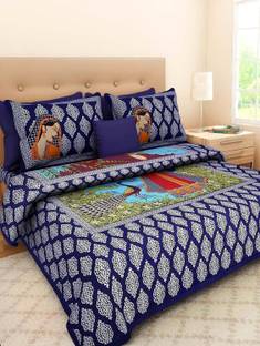 Kalakriti Creations Cotton Double Flat 150 TC Printed Bedsheet