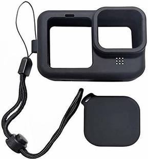 Hiffin Protective Silicone Sleeve Case + Lanyard Accessories Soft Rubber Frame Cover Protection for Go Pro Compatible with GoPro Hero 9 Black Action Camera (Black)  Camera Bag