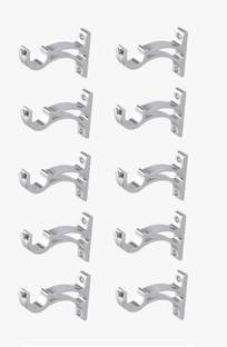 DRIX Silver Rod Rail Bracket, Curtain Knobs, Tieback Hook Metal