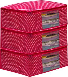 Fancy Walas Presents Presents high quilted cotton saree cover storage bags for clothes big With primum quality fancy saree cover with zip combo offer low price & cloth organizer for wardrobe combo offer FW412_RANI_PK03