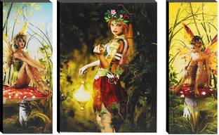 Indianara 3 PC SET OF MODREN ART PAINTING (3227FL) WITHOUT GLASS Digital Reprint 12 inch x 18 inch Painting