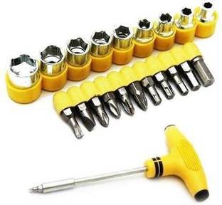 Royalmint 21 pcs T shape screwdriver set Batch Head Ratchet Pawl Socket Spanner hand tools Ratchet Screwdriver Set (Pack of 21) Ratchet Screwdriver Set