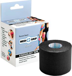 Medigrip Kinesiology Tape Sports 5 cm X 5 m (Pack of 1 Roll) Black Physiotherapy K-Tape Kinesiology Tape