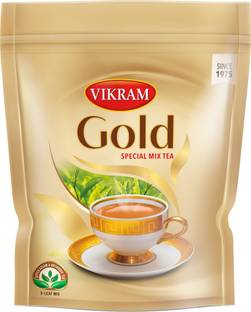Vikram Gold Special Mix tea made with 5 unique upper assam leaves the right balance of taste aroma color thick consistency and strength 1 KG Pack Tea Pouch