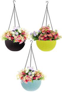 TFH Hanging Plastic Vase With Iron Chain 7.1 Inches Plastic Vase