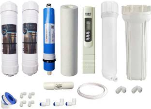 GE FILTRATION RO service kit Sediment FIlter,Carbon Filter,Low TDS membrane,Spun Filter,FR,Membrane Housing,Prefilter,Elbow connectors,Pipe 2 meter with additional TDS meter suitable for all kind of domestic RO water purifier Solid Filter Cartridge