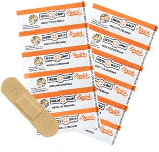 Medigrip Stretch First Aid Dressing Fabric (Pack of 100) Strong Adhesion Flexible Adhesive Band Aid