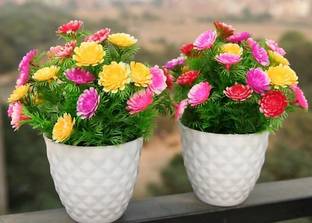 zonezer artificial flower plant Multicolor Wild Flower Artificial Flower  with Pot