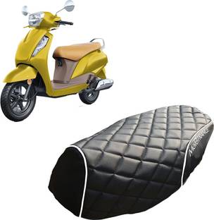 MOTOTRANCE PU Leather Designer Scooter (MTSC-304-BLWH) Single Bike Seat Cover For Suzuki Access 125