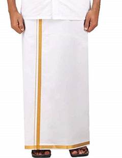 मिनिस्टर कॉटन धोती Men's Cotton Dhoti | Veshti | 8 Mulam (4 Meters) पुरुषों के लिए सॉलिड धोती