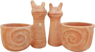 Green Dews LARGE TABLE TOP TERRACOTTA PLANTER SET IN SNAIL SHAPE Plant Container Set