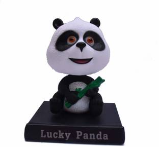 Daiyamondo Lucky Panda Vinyl Bobble Head Shaking Doll Action Figure Moving Head Bobblehead Spring Dancing PVC Bobble Spring Dancing Doll Toy Car Dashboard Bounce Toys for Car Interior Dashboard Expression BobbleHead Car Dashboard Office Desk Table Top with Box