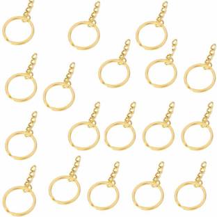 शुआंग यू Golden Alloy Plated Keyring Making with Chains 25 Mm (Golden Ring Pack of 50) कार्बाइनर