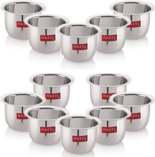HAZEL Pack of 12 Stainless Steel Stainless Steel Tea Glasses Mini Traditional Design Coffee Milk Serving Glass Patra Pela Set of 12, 9 cm, 100 ML, Silver