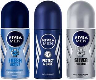 NIVEA Men Protect & Care,Silver Protect & Fresh Active Deodorant Roll-on  -  For Men