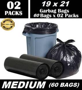 SAISWAR Oxi Biodegradable Garbage Bags 19*21 inches ( pack of 2, 60 pieces ) Medium 60 L Garbage Bag  Pack Of 60