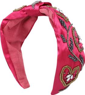Anekaant Majenta/Multi Faux Silk Floral Embellished Hairband Hair Band