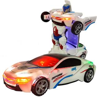 SALEOFF Transforming Car, Battery Operated Converting Car to Robot, with Light and Sound for Kids (Age 3+, White)