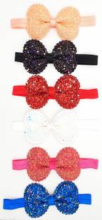 Myra Collection baby girl kids hairband ribbon band elastic accessory set of 6 Head Band