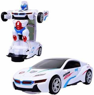 Dherik Tradworld Deform Robot Car for Kids, Bump & Go Action 2 in 1 Robot Car Toy with 3D Lights and Music Transform Car Toy, Battery Operated
