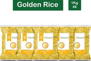 Trinetra Best Quality Golden Rice-1Kg (Pack Of 5) Yellow Rice (Medium Grain, Parboiled)