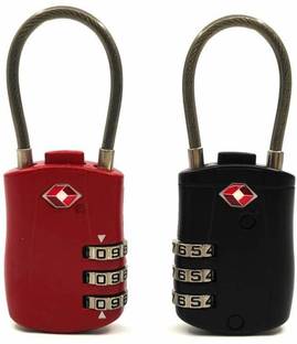 Iktu TSA Approved Travel Luggage Locks 3 Dial Combination Cable Padlock for Suitcases Bags Gym Lockers (Pack of 2) Safety Lock