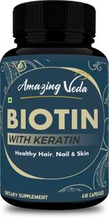 Amazing Veda Biotin with Keratin Hair Growth Supplement with Keratin Supplement Veg 60 Cap