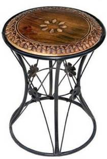 ANB Enterprises Wooden & iron stool Round shape stool siting stool living room and bedroom kids stool & office Solid Wood Side Table