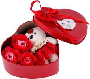Offer99 Cute Teddy soft toy with Rose Flower Best gift set for Valentine  - 15 cm