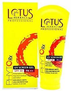 Lotus Herbals Professional Sunscreen - SPF 50 PA++ Phyto-Rx UV Screen Gel - SPF 30 PA++