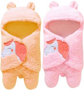 BRANDONN Embroidered Single Hooded Baby Blanket for  Mild Winter