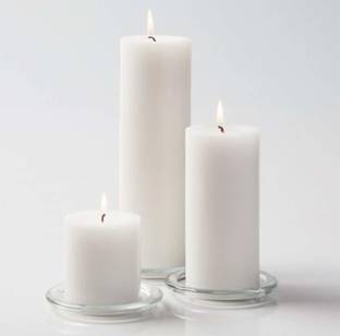 CHIKLIT ENTERPRISE Smooth Scented Pure Wax Pillar Candle Pack of 3 (2" × 2", 2" × 3", 2" × 4") | Home Decoration Candles | Diwali Candle | Birthday Candle | Valentines Candle | New Year Candle | 60 Hours Burn Candle
