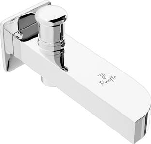 PIXAFLO EXT016A Extant Brass Bath Tub Diverter Spout with Wall Flange | Tip-Ton Button | Chrome Spout Faucet