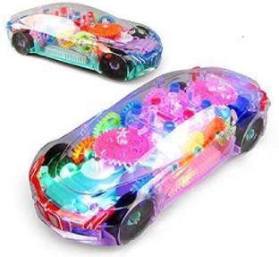 SALEOFF New Concept Transparent Mechanical Gear Toy Musical Car,Early Educational Learning Race Cars,Baby Car Toy with Automatic Steering,Universal Driving Color Lights Flashing Electric Toddler Car