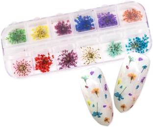 Shills Professional 12 Patterns 3D Dry Flowers Stickers Real Dried Flower Nail Art Decoration Tips DIY Manicure Tools