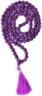 Takshila Gems Natural Amethyst Mala 108+1 (8 mm) Beads Lab Certified, Amethyst Beads Rosary Amethyst Stone Chain