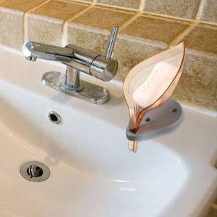 Manmall Leaf Shape Soap Holder for Bathroom/Multipurpose Bathroom Stand/Soap Stand/Soap Dish/Soap Box/Pack Sink Sponge Holder (Plastic)