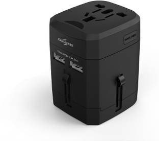 Callmate World Travel Plug Adapter w/ 2 USB Ports - All-in-One for Europe, Asia, China, Japan, Australia - Perfect for Cell Phones, Tablets, Cameras and More Worldwide Adaptor