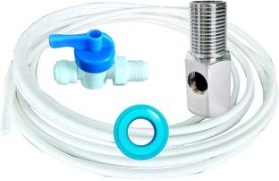 Aameria RO 1Pc Heavy Brass SS Cupling 90 Gram + 5 Mtrs. 1/4" White RO Pipe + 1Pc PVC On/Off Valve & 1Pc Teflon Tape for Complete Connecting Kit for RO Water Purifier Ball Valves