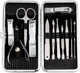 URBANMAC Manicure and Pedicure Compact Handy Tool with Lather Storage Pouch Personal Care Grooming Kit - Set Of 12Pc (Set of 12)