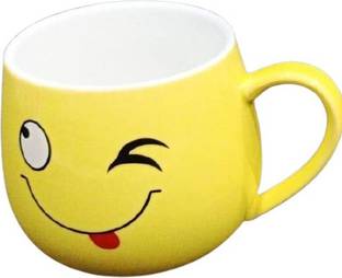 madhu store Pack of 1 Ceramic Smiley Face Beautiful Coffee Mug for Your Loved one, Family, Friends, Home Décor Gift. (1 Pc Random Design)